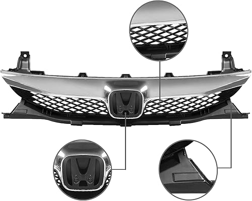 Miniatura 4 de PartsFlow Parachoques delantero parrilla negro con cromo parrilla para 2009 2010 2011 Honda Civic HO1210127