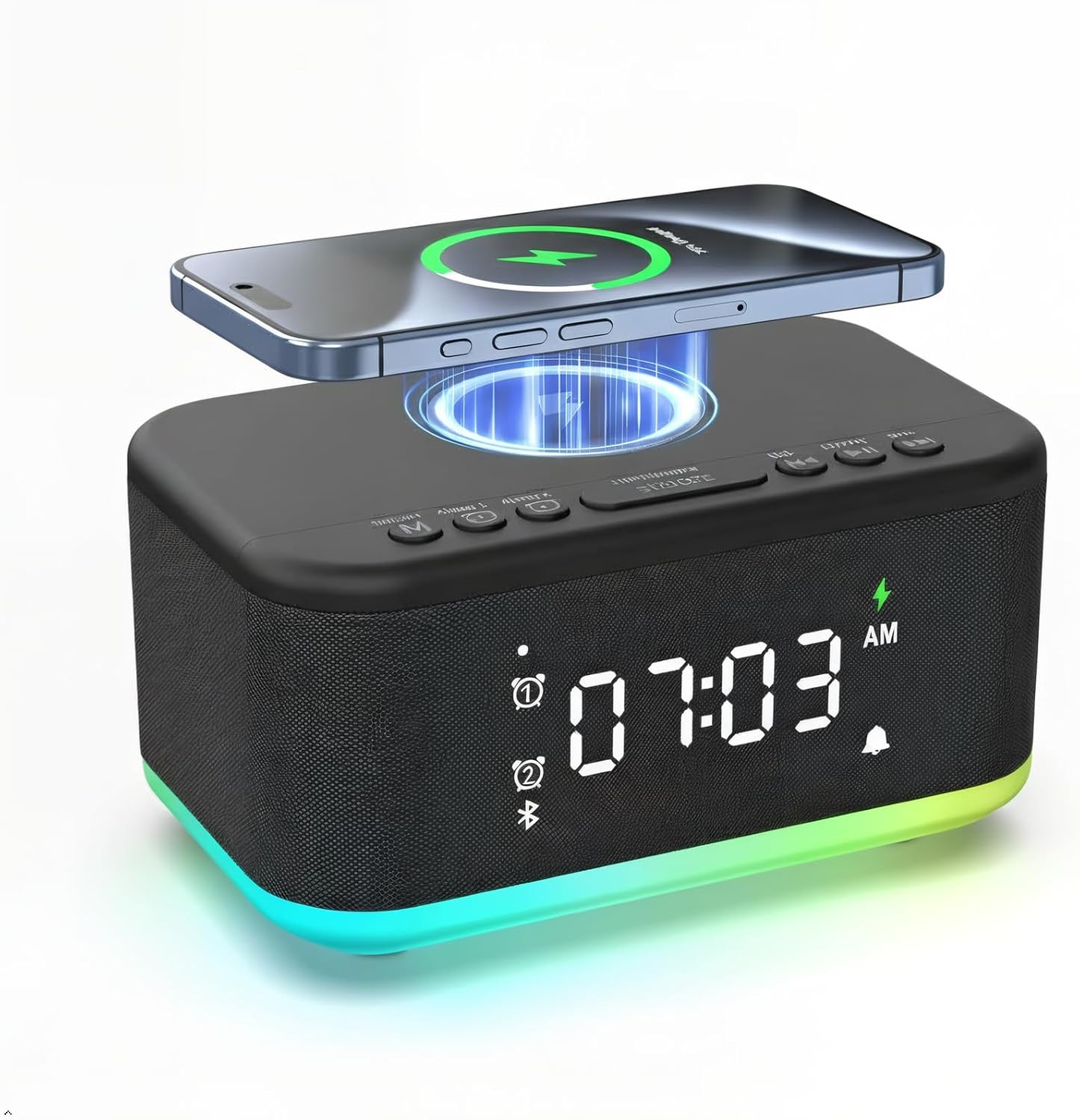 Amazon.com: Wireless Charging Alarm Clock Bedroom, Digital Alarm Clocks ...