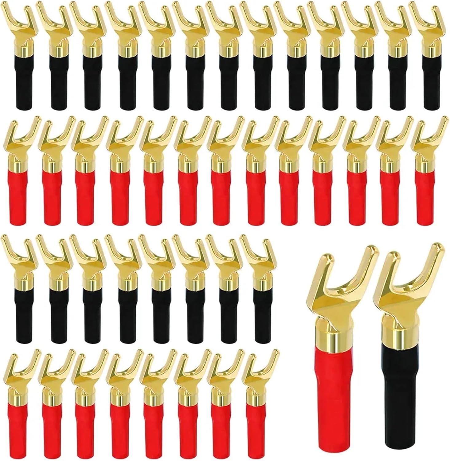 Banana Plugs Y Type Gold Plated for Speaker Amplifier Cable Screw Lock Audio Speaker Wire Connector Jack(4 Pieces)