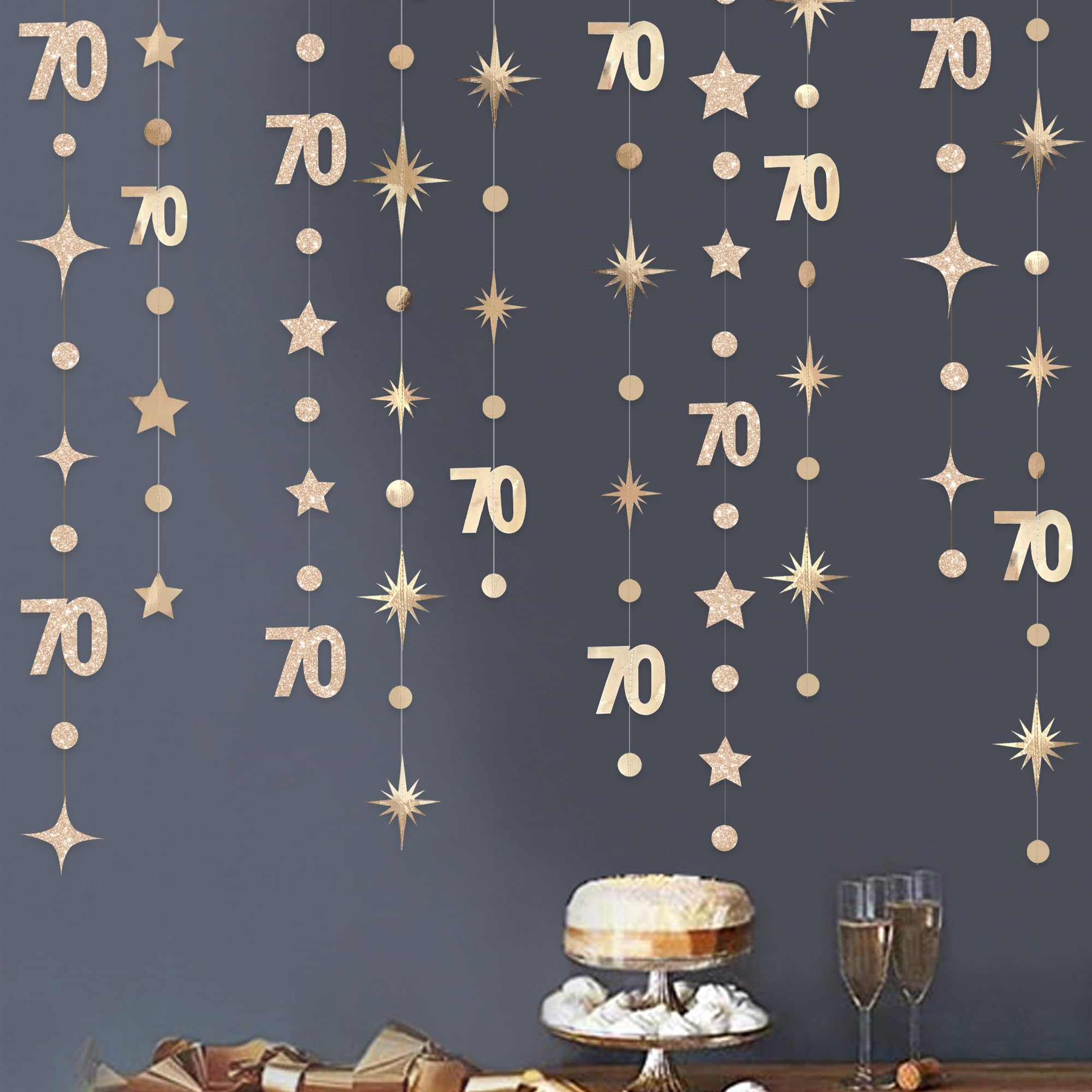 Photo 1 of Pink Blume Champagne Gold 70th Birthday Garland