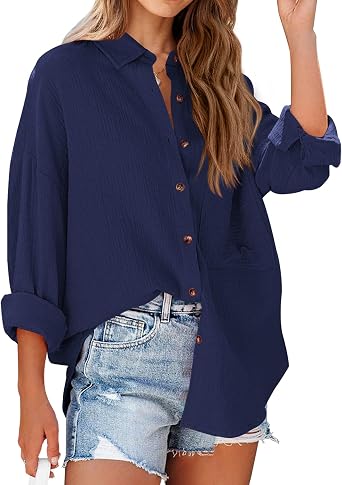 NOLLSOM Casual Long Sleeve Shirts for Women Business Casual Tops Blouses