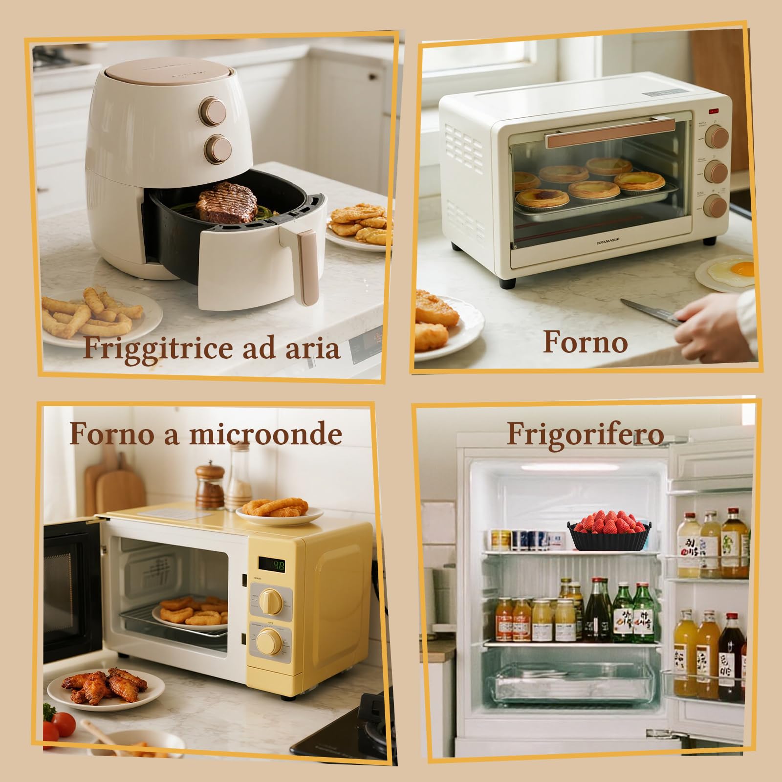 Accessori Friggitrice ad aria,12 Friggitrice ad aria accessori con Griglia, Pizza Teglia, Silicone Contenitore Waffle, Senza BPA, per Aigostar COSORI Cecotec Ninja Philips 5,5L 6L 6,2L 6,5L