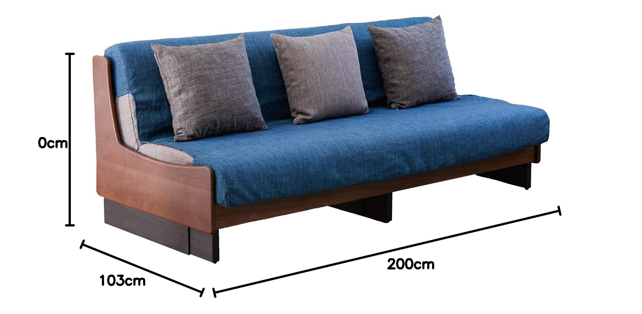大川家具 モーブル ドロシーⅡ ソファベッド 200cm ブルー×ブラウン