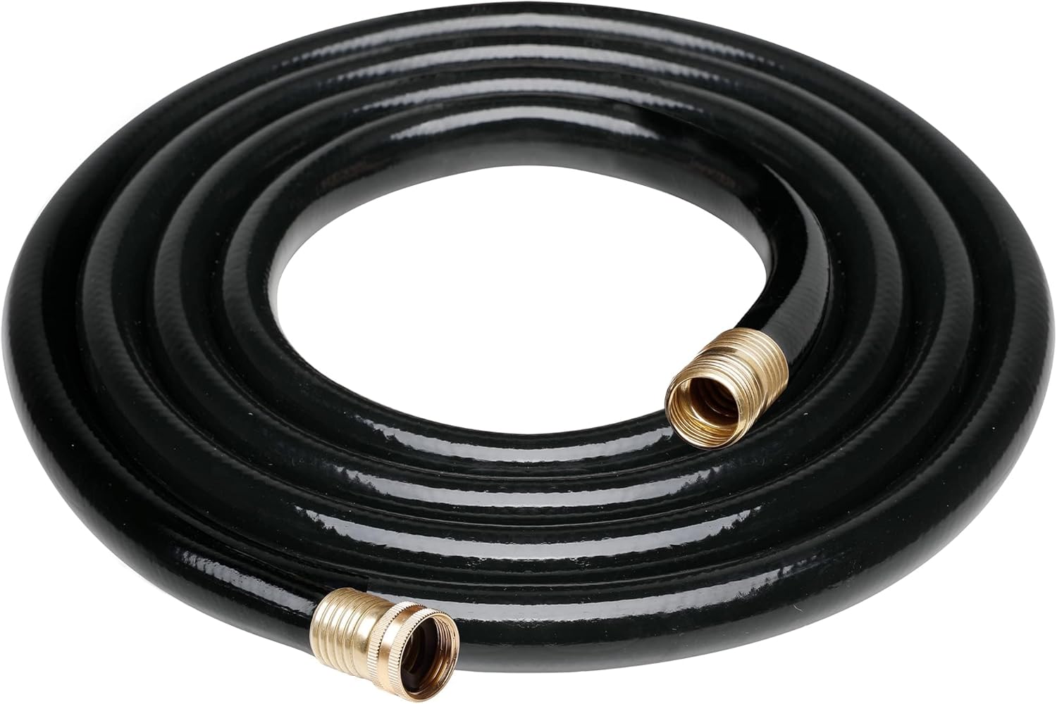 Worth Long Leader Black Garden Hose 5/8 in. x 100 ft. -Brass Aluminum Ends for Household & Yard Use -Medium Duty Durable Flexible Lightweight Water Pipe -Kink Free, No Leaking, Male/Female Fittings