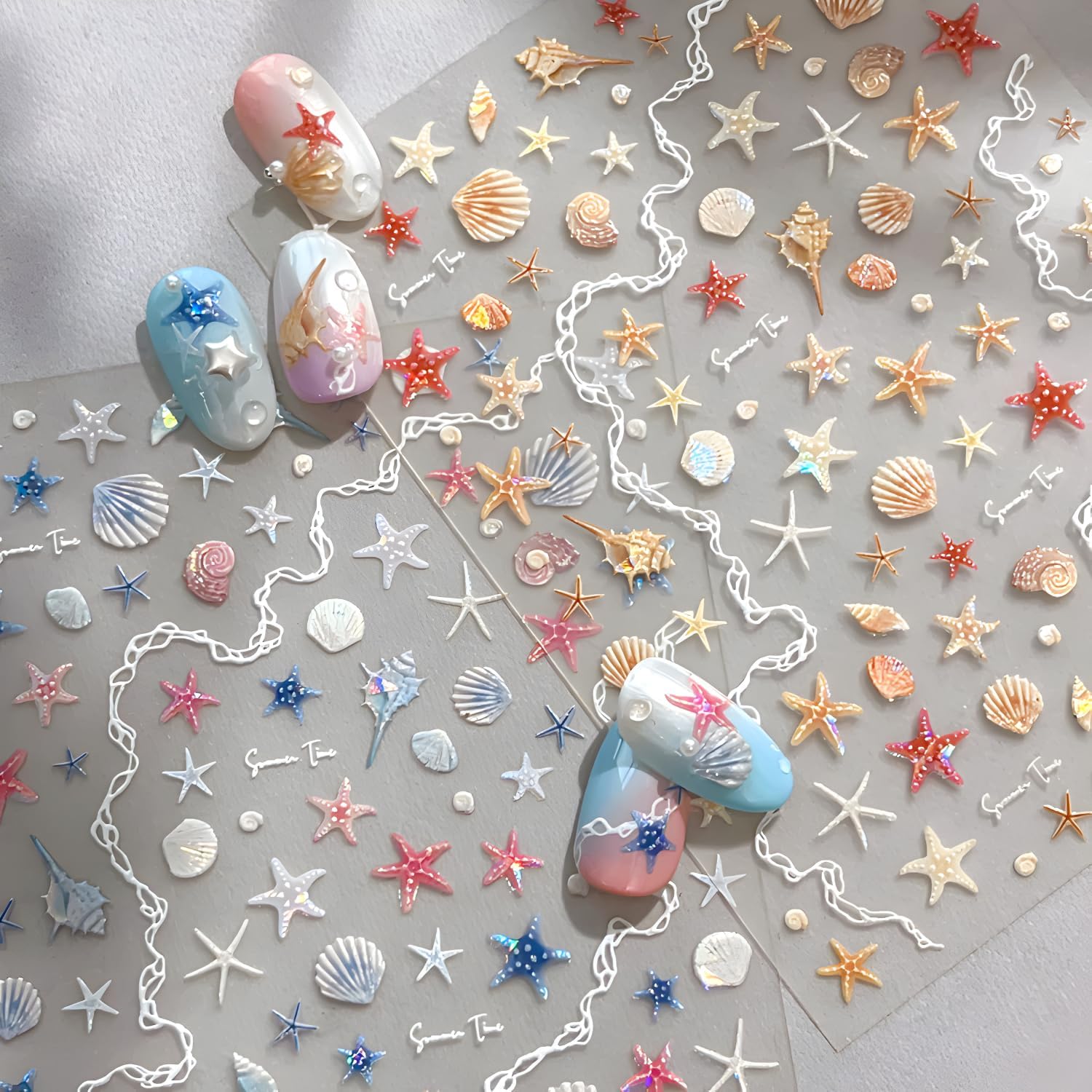 Star Nail Stickers for Nail Art 5D Embossed Gold Nail Decals Colorful Sun Heart Nail Stickers with Rhinestone Design Star Nail Art Supplies Decoration Accessories for Women and Girls