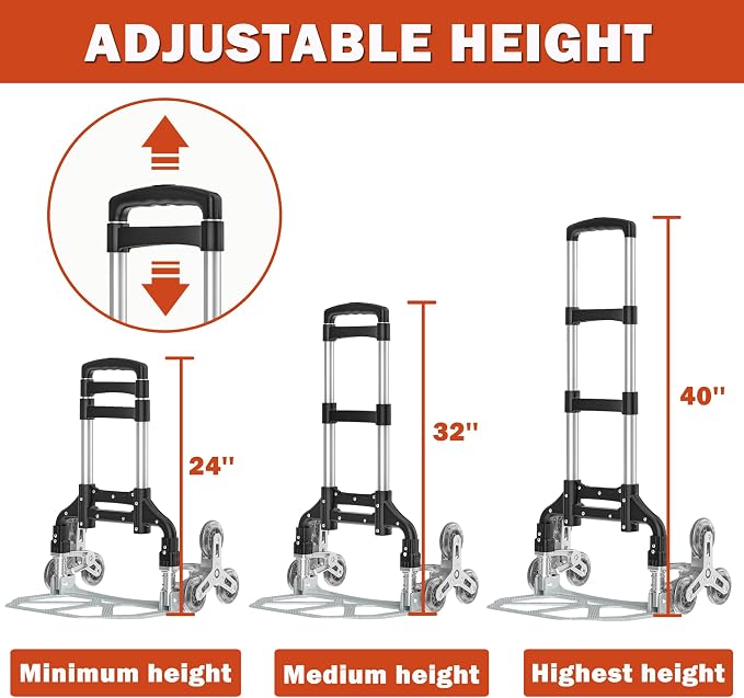 Carretilla plegable de aluminio con ruedas para escaleras 200 lb miniatura 3