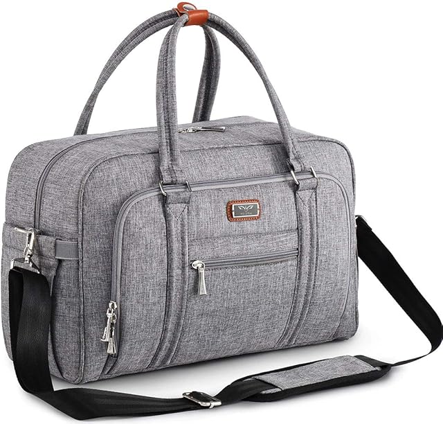 Welavila Baby Changing Bag, Nappy Diaper Bags for Mom and Dad with Changing Pad & Insulated Pockets, Convertible Travel Tote Messenger, Gray