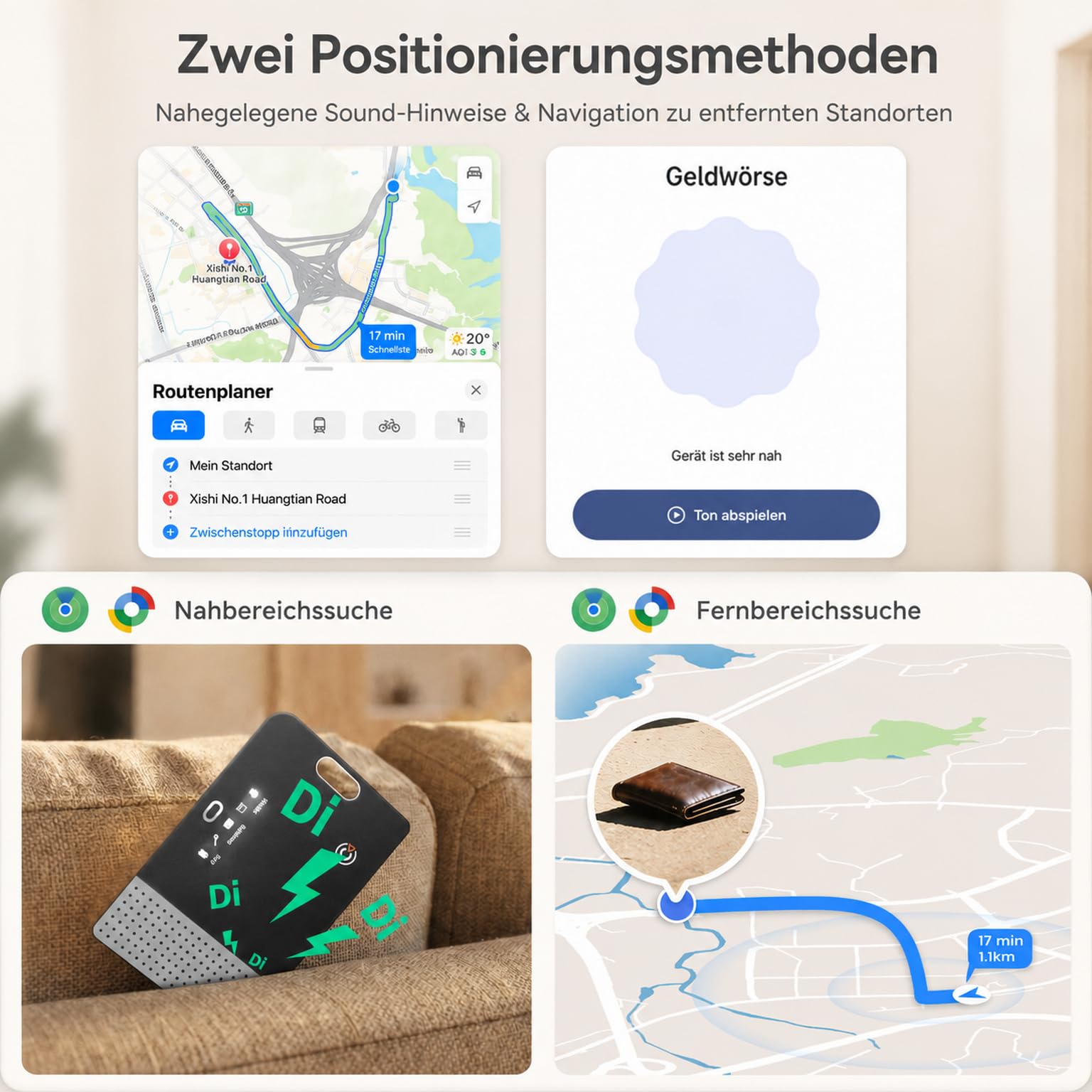 2pcs Smart Tracker Karte Dual System Ortung für iOS & Android, kompatibel mit Apple „Wo ist?“ & Google Find Hub, ohne ABO, Wiederaufladbarer Tracker (Tracker a+)