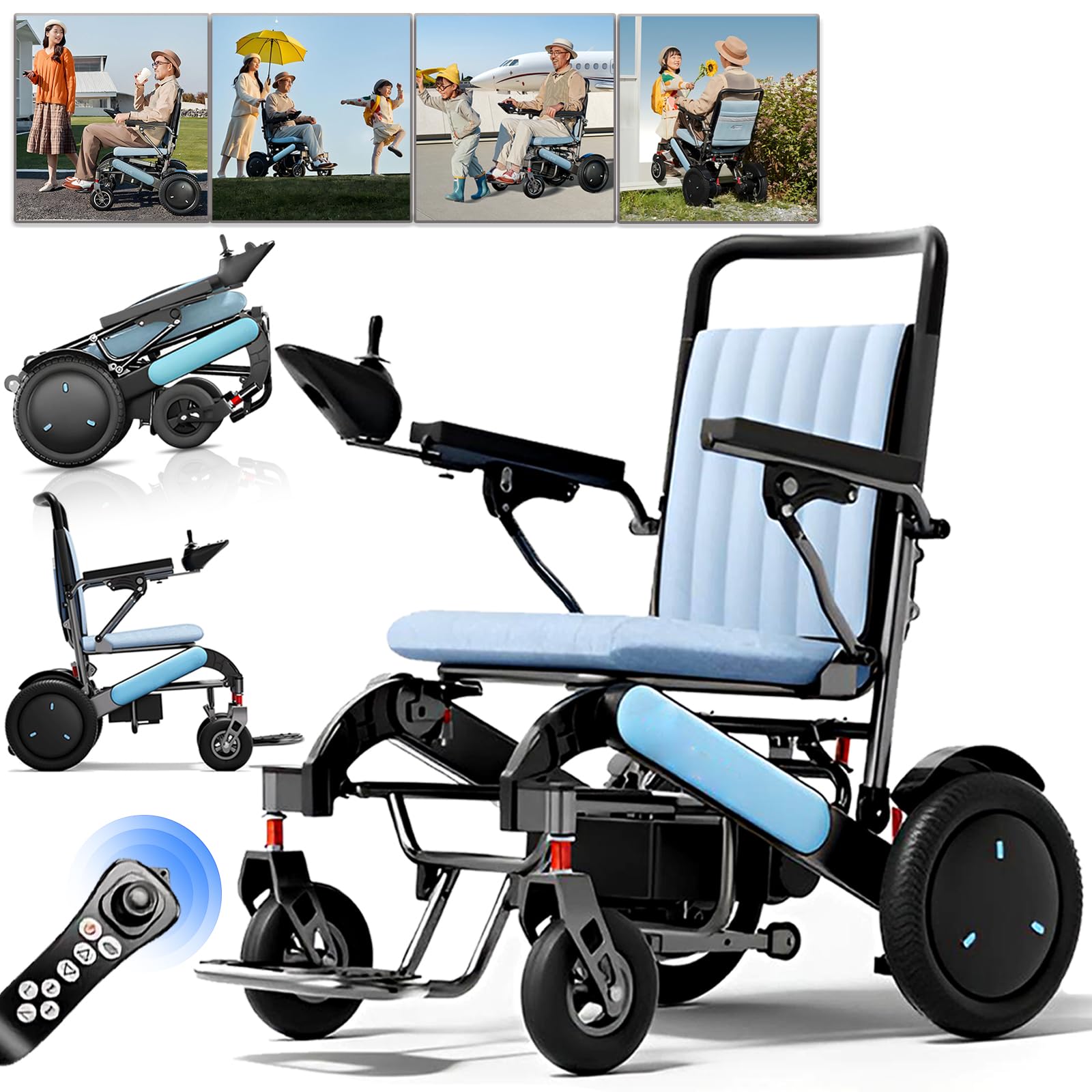 Elektryczny wózek inwalidzki, składany, lekki, szerokość siedziska 52 cm, nośność 200 kg, zasięg 25 km ~ 35 km, elektryczny wózek inwalidzki, przenośny, dla dorosłych i seniorów, elektryczny