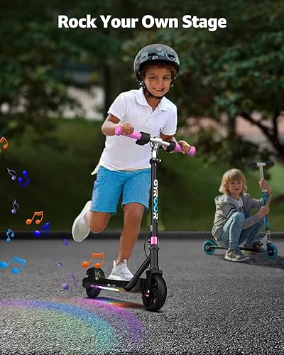 Miniatura 5 de Gyroor H30 Max Scooter eléctrico para niños, pantalla LED, potente motor de 150 W, sistema de freno doble, altura y velocidad ajustables