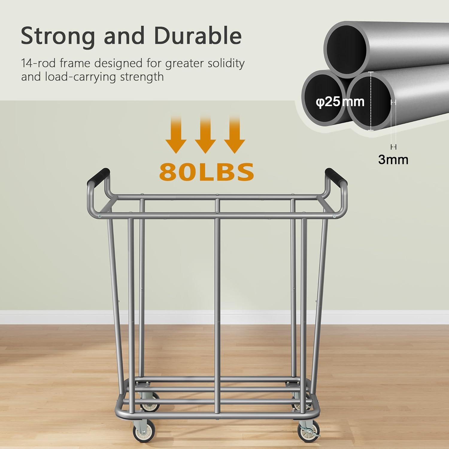 Large laundry hamper with Wheels, 2 Bag 360L Big Rolling Laundry Basket Sorter Cart, Extra Large Laundry Clothes Hamper, Heavy Duty Laundry Basket Organizer for Laundry Room,Bathroom