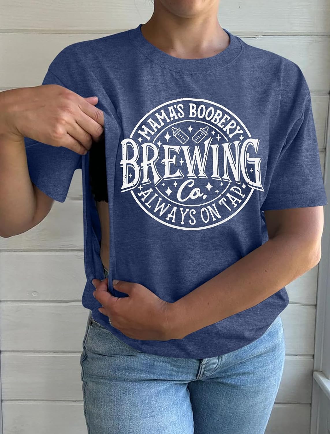 Womens Nursing Shirts for Breastfeeding Friendly Zip Nursing Tops Cute Graphic Mama Shirt Casual Maternity Tees