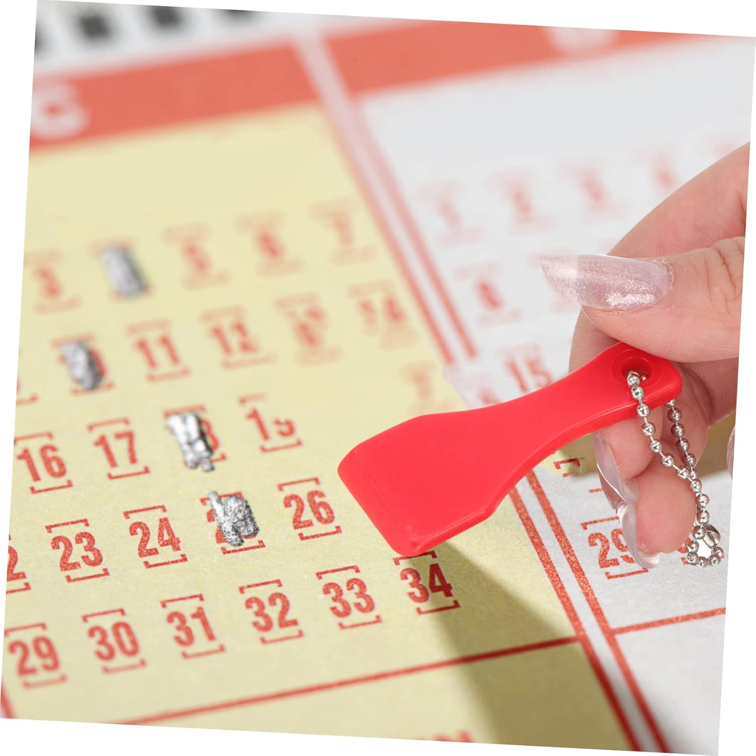 50pcs Lottery Ticket Scratcher Keychain Tool Label Scraper Scratcher Tool Chain Ticket Scratching