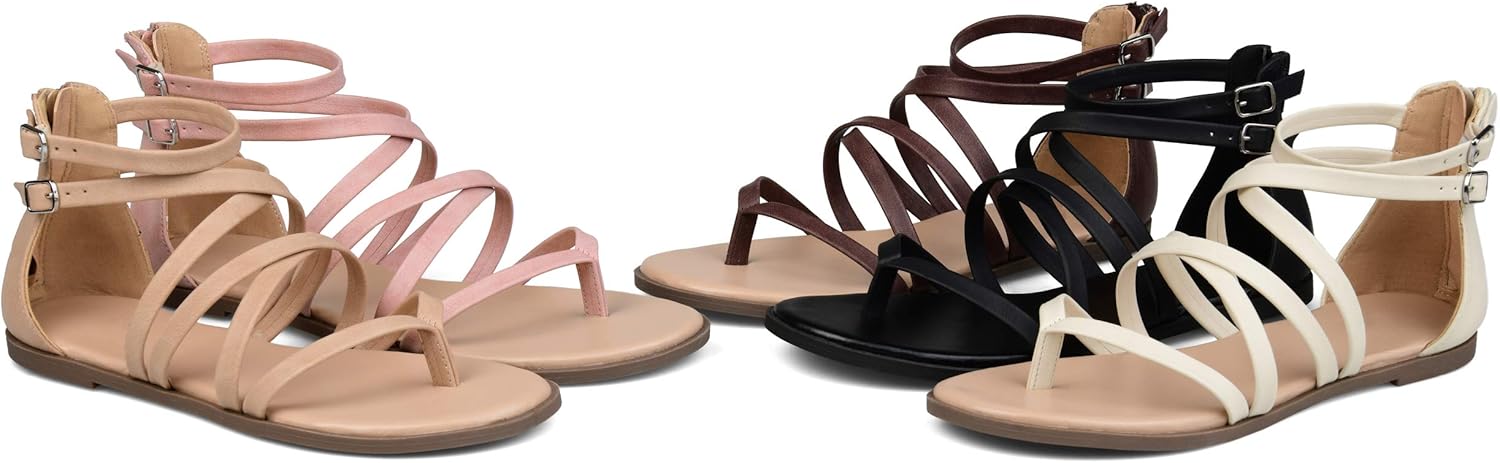 Brinley Co Comfort レディース デュアルバックル グラディエーターサンダル, ブラウン, 11