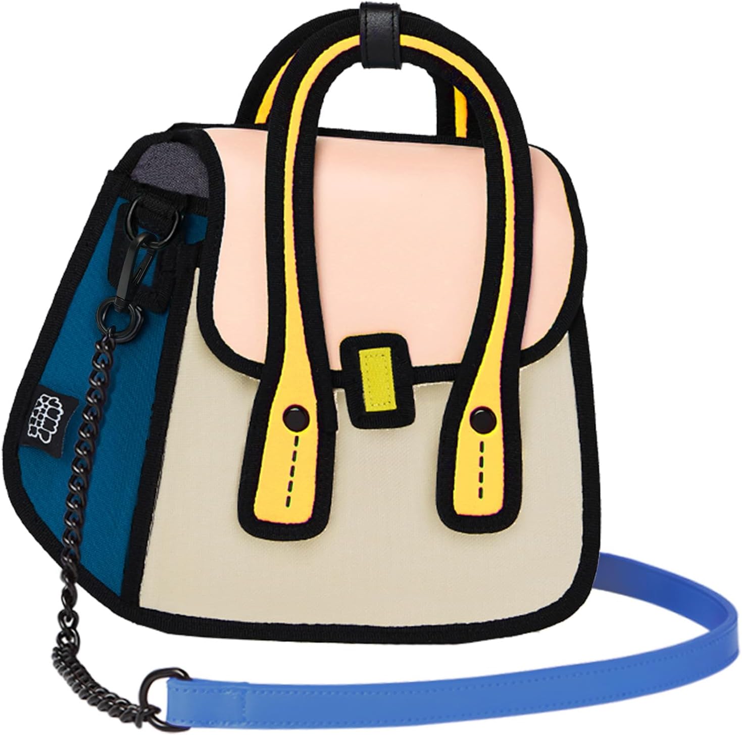 Original 2D Cartoon Crossbody Bag Purse (Owl), Jump From Paper Fun Novelty Cross Body Funny Purse for Women,Carries Essentials for Daily and Travel (Beige, Medium - Classic)