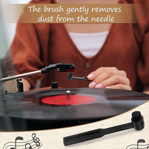Miniatura 5 de Ziliny 3 piezas de cepillo de limpieza para tocadiscos de vinilo, limpiador de discos de vinilo, antiestático, cepillo de limpieza de polvo, cepillo
