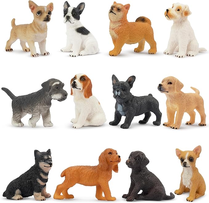Toymany 12PCS Mini Dog Figurines Toy Set, Realistic