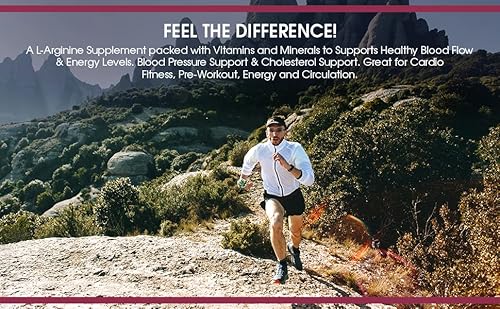 L-Arginine 5000 Mg And L-Citrulline 1000 Mg Combo, Nitric Oxide Supplement Complex, Cardio Heart Health Powder, Mixed Berry Flavor, 16.82 Oz. #TOP3