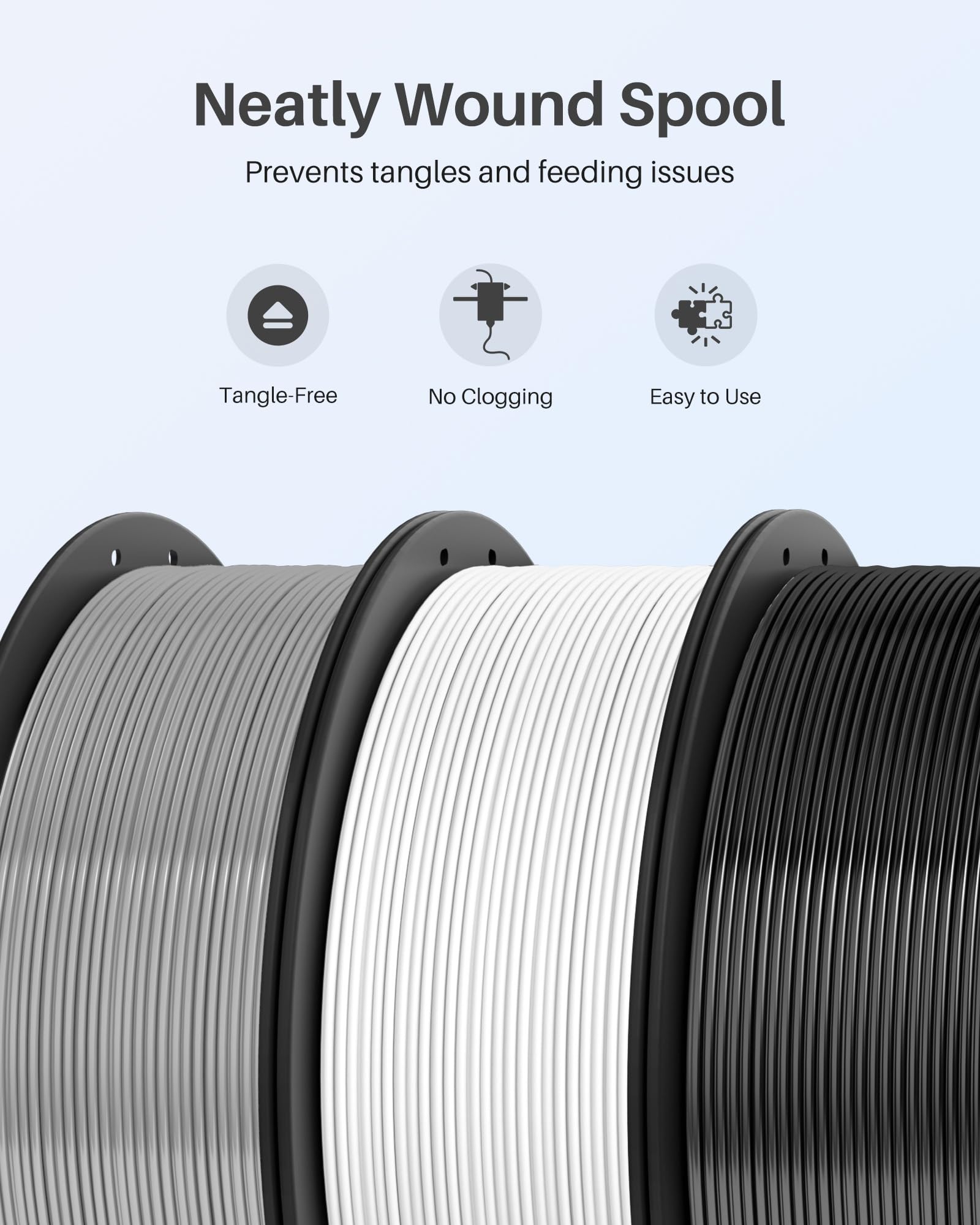 ELEGOO PLA+ filament 1,75 mm, biały, 4 kg, bardzo wytrzymały filament PLA Plus, dokładność pomiaru +/- 0,02 mm, szpula 1 kg do większości drukarek 3D