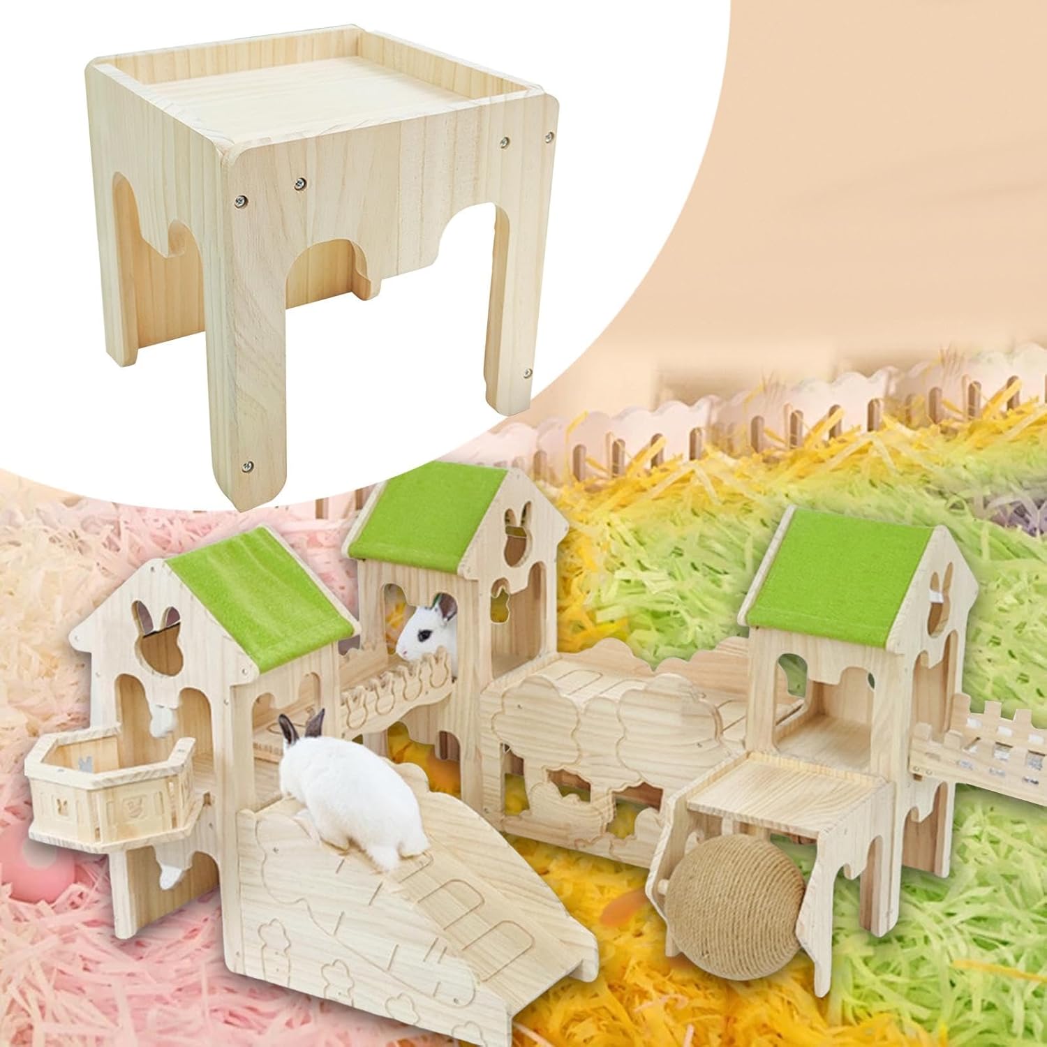 Bunny House Hamster Hideout Sturdy Hideaway Hut Small Pets Activity Toy Habitat Decor for Ferret Chinchilla Hedgehog Hiding, Style E