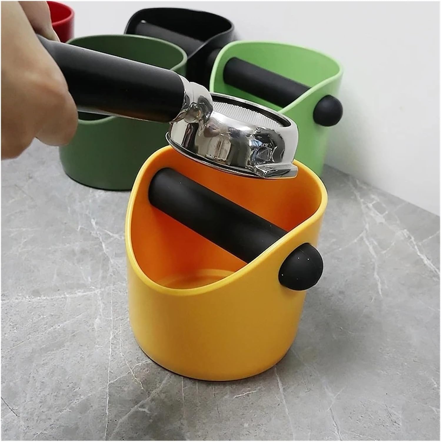 Coffee Knock Box Espresso Grounds Container Non-slip Espresso Dump Box Coffee Bar Supplies Barista Accessories Tools(Gray)