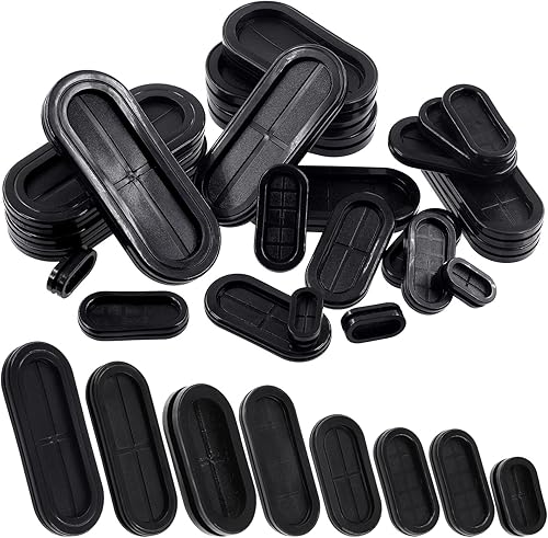 Glarks 10 ojales de goma cerrados ovalados de 1-38 x 4 pulgadas - 1.378 x 3.937 in, orificio de taladro, orificio de doble cara, protección de