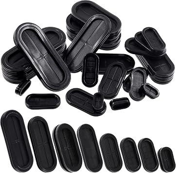 Glarks 10Pcs 1/2" x 1-1/16" - 13 x 27mm Oval Closed Rubber Grommet, Drill Hole Double-Sided Firewall Hole Plug Wire Protection Electrical Wire Gasket for Wire, Plug, Automotive, Plumbing