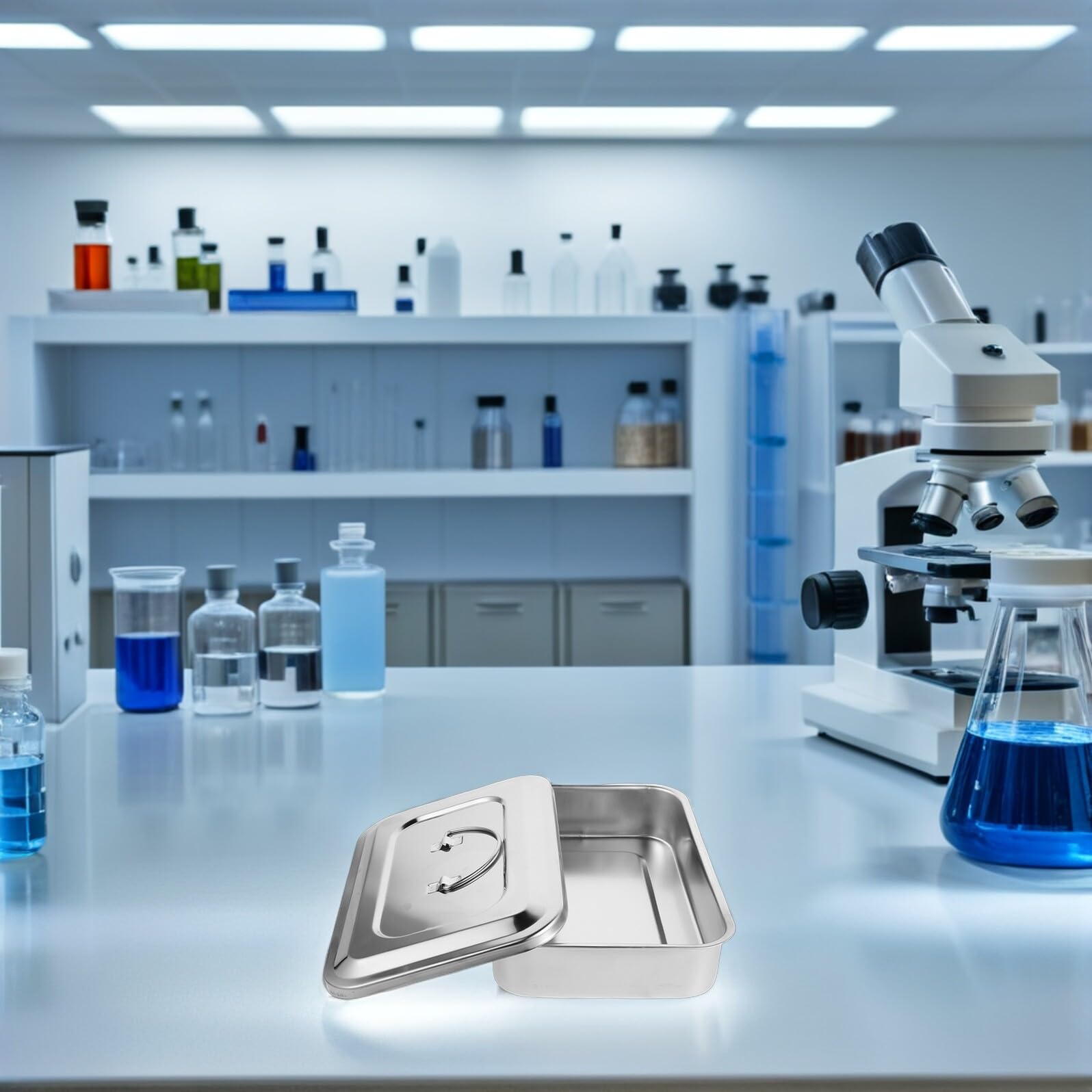 Tragbare Sterilisationsbox aus Edelstahl 2 Stück mit Deckel Rechteckige Medizinische Instrumentenschale Autoklavierbar für Klinik und Labor Rostfrei 24x16cm 30x20cm