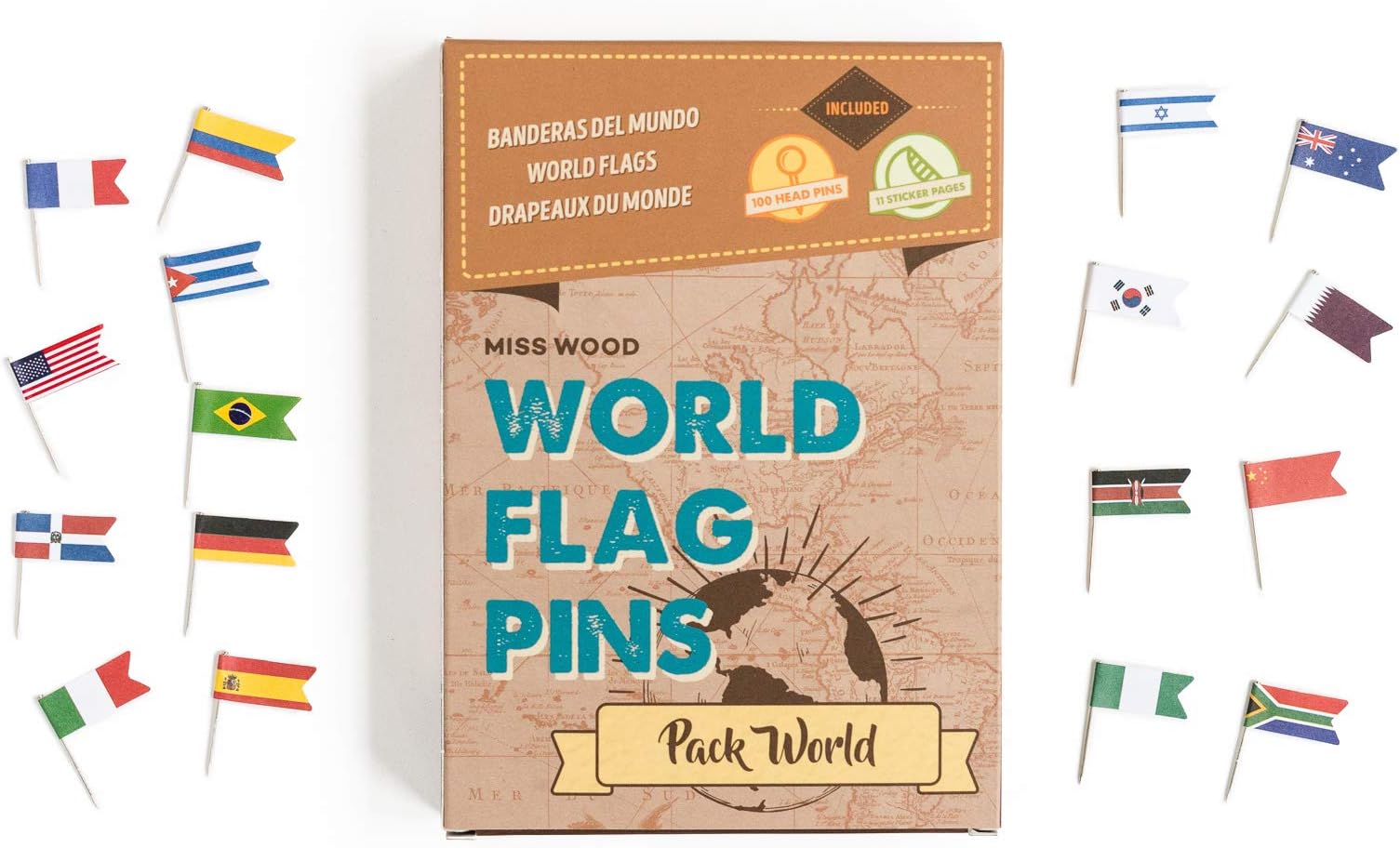 World Flags. Map Pins