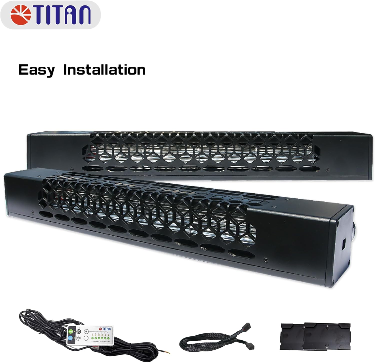 TITAN 12V DC RV Fridge Ventilation Cooling Fan, Perfect Shape For American RV Side Vents, Easy installation, Adjustable Temperature Settings, IP55 Waterproof TTC-SC60(A)