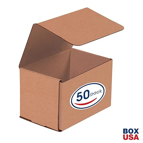 Miniatura 2 de BOX USA Cajas de envío pequeñas de 6 pulgadas de largo x 4 pulgadas de ancho x 4 pulgadas de alto, paquete de 50 cajas de cartón corrugado para
