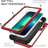 Vista 4 de Beasyjoy - Funda impermeable para iPhone 13 Pro, carcasa de metal con protector de pantalla integrado, funda protectora resistente de cuerpo