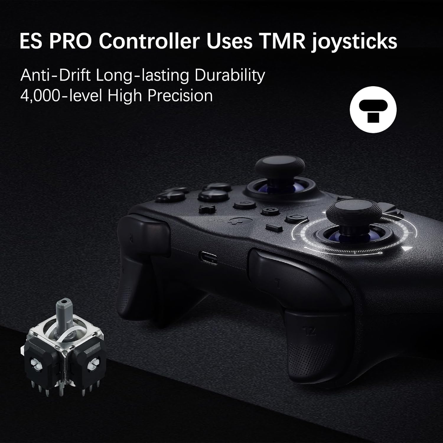 GuliKit ES PRO Wireless Controller for PC, Switch 2, Switch & Android, 3.25ms Ultra-Low Latency, Patented 4000-level TMR Anti-Drift Joysticks, 30-Hour Battery, Wake-Up Support - Black