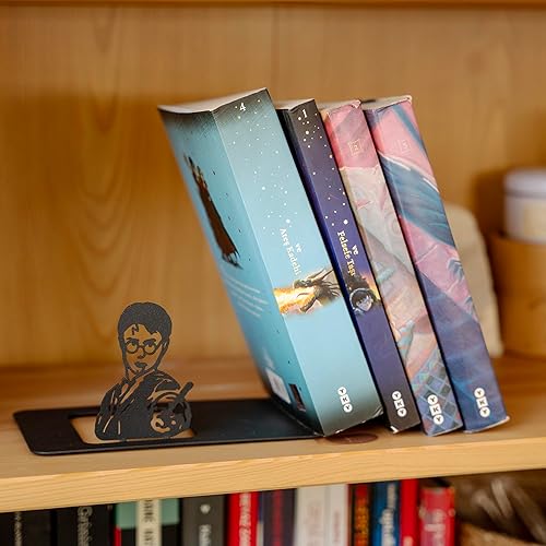 Miniatura 6 de Renovatio Sujetalibros de metal negro Linda, única, decoración geek para el hogar, la oficina y la habitación de los niños Sujetalibros