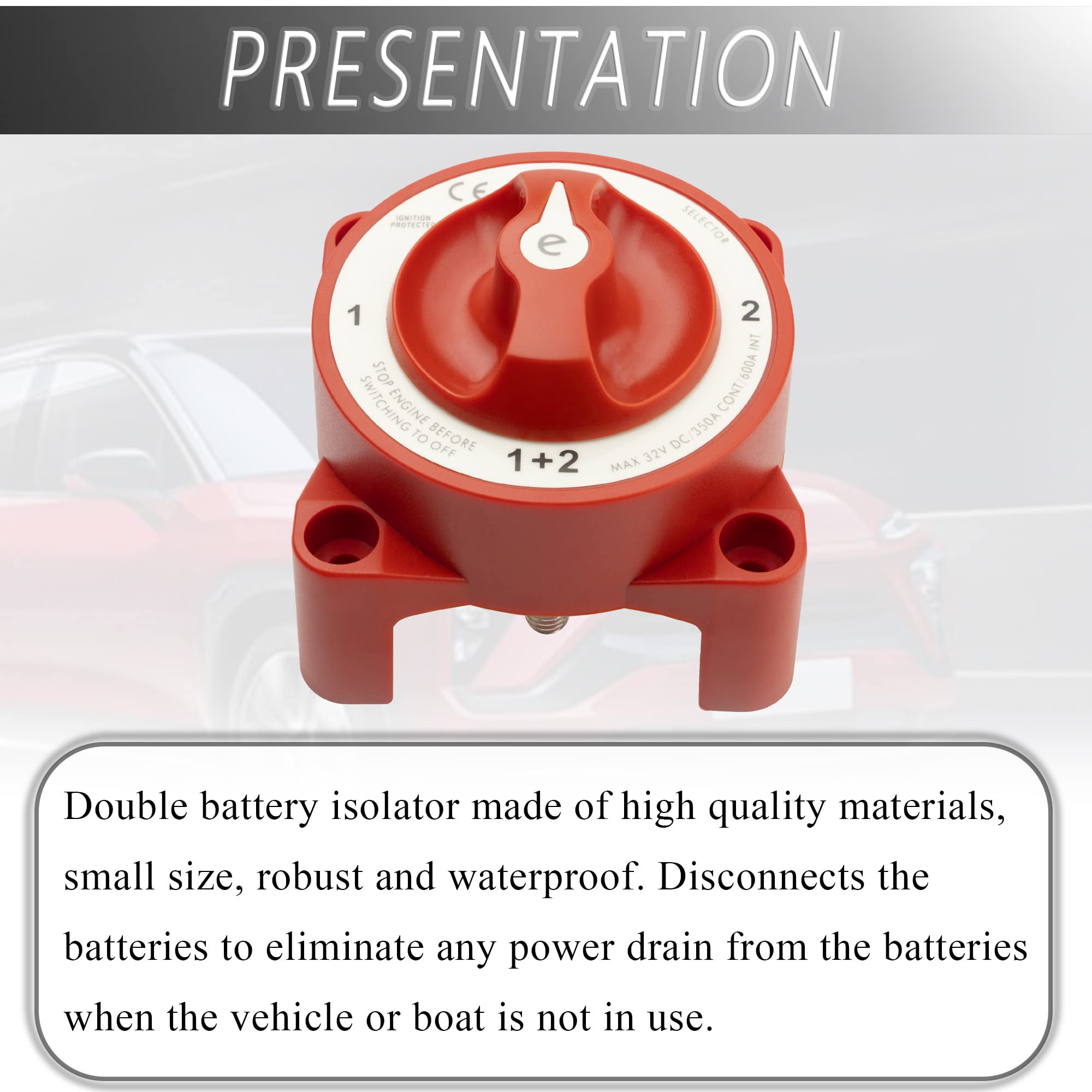 Interruttore Doppia Batteria 4 Posizioni 350A - Isolatore Marine Per Camion, Barca, Camper | 12V - Foto 9
