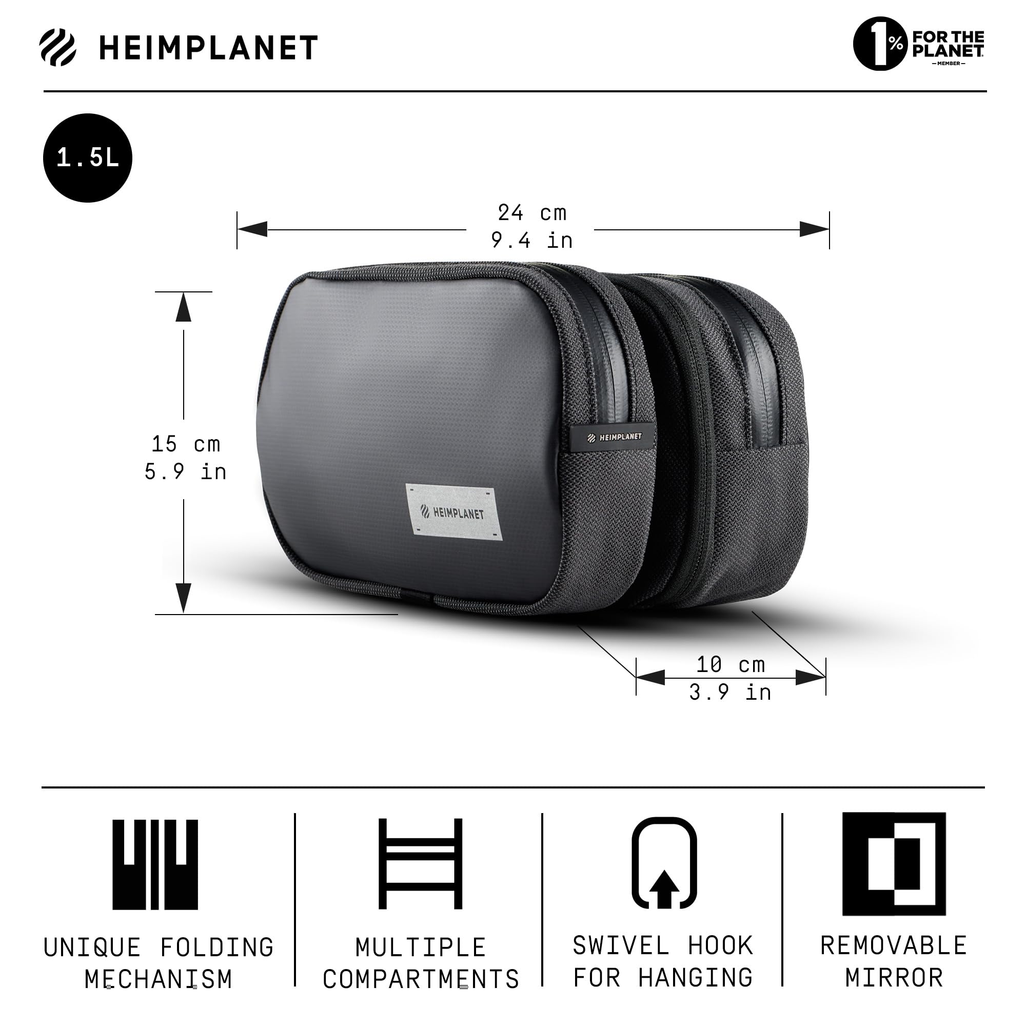HEIMPLANET Original | HPT Carry Essentials – DOPP Kit Neceser | Neceser Resistente al Agua de Dyecoshell Resistente | Soporta un 1% para el Planeta