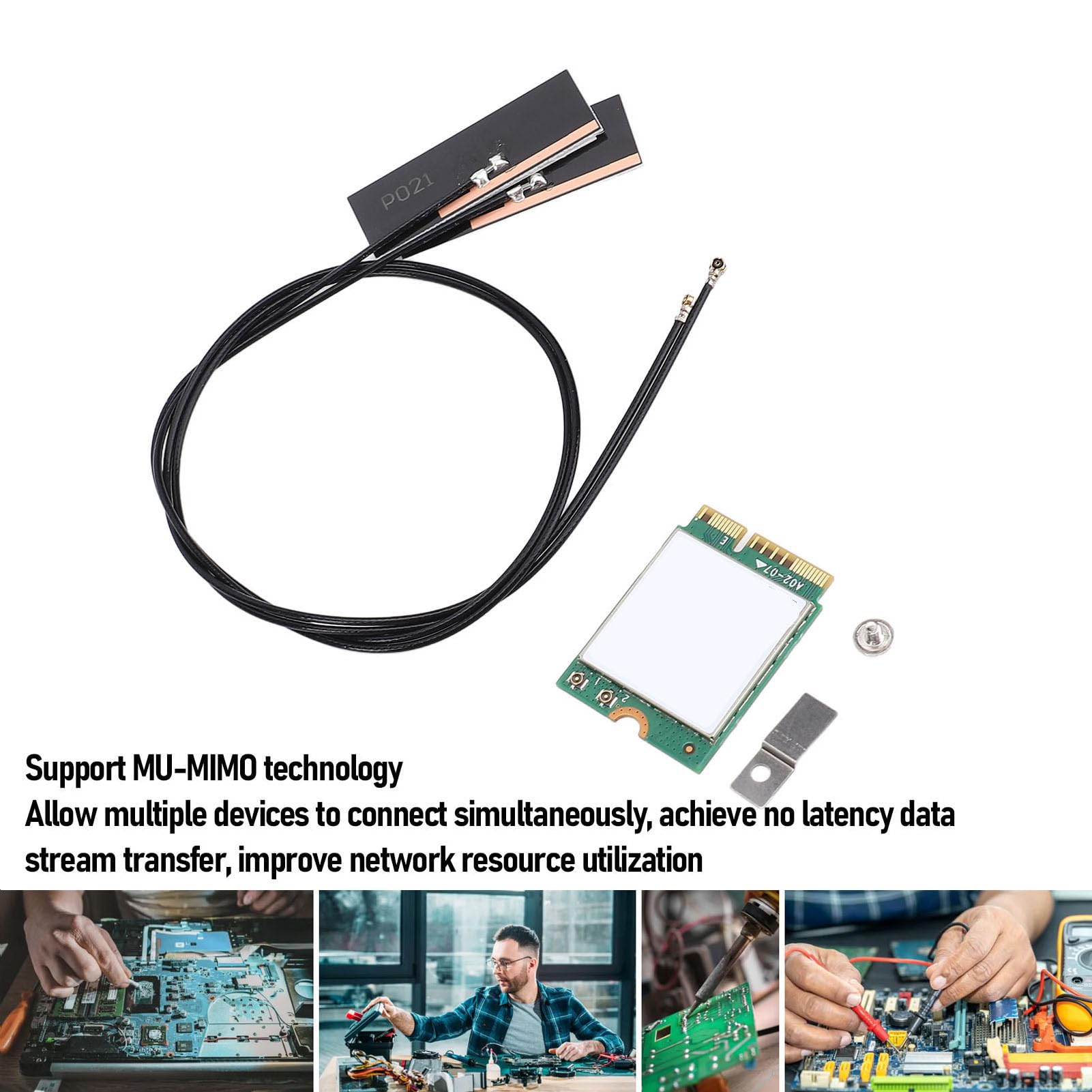 Ax201NGW Tarjeta Inalámbrica M.2 Módulo de Computadora Portátil WiFi con Bluetooth 5.0,3000Mbps 2.4GHz y 5 GHz Double WiFi 6 Adaptador de (Antenas construidas)