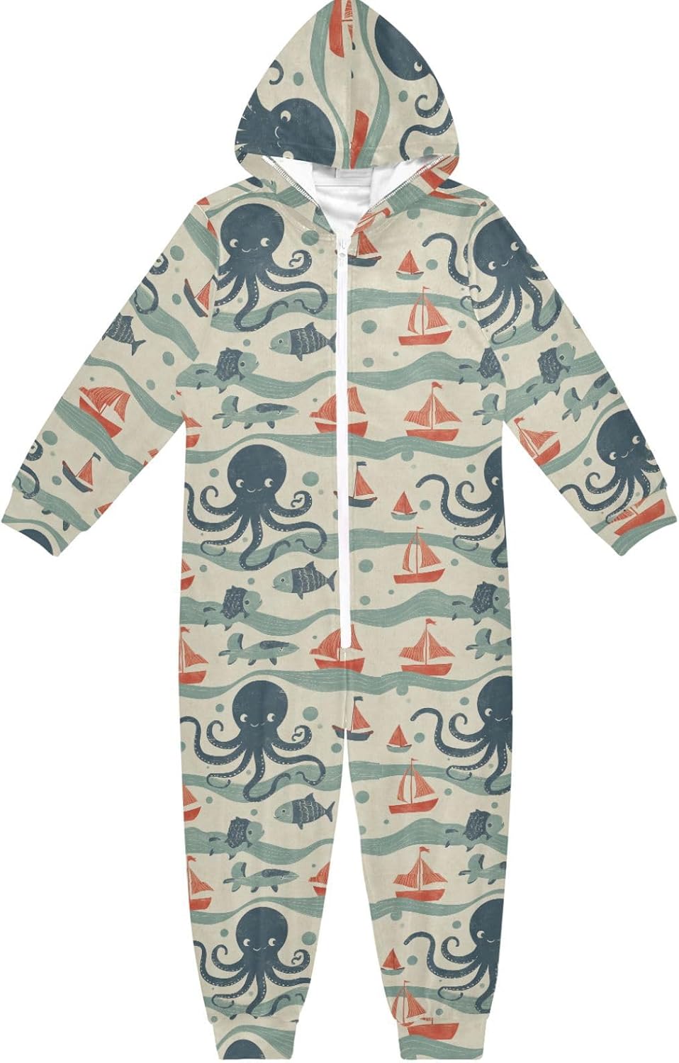 Unisex Onesie Zipper Hooded Loungewear Sleepwear for Unisex 4-14Y