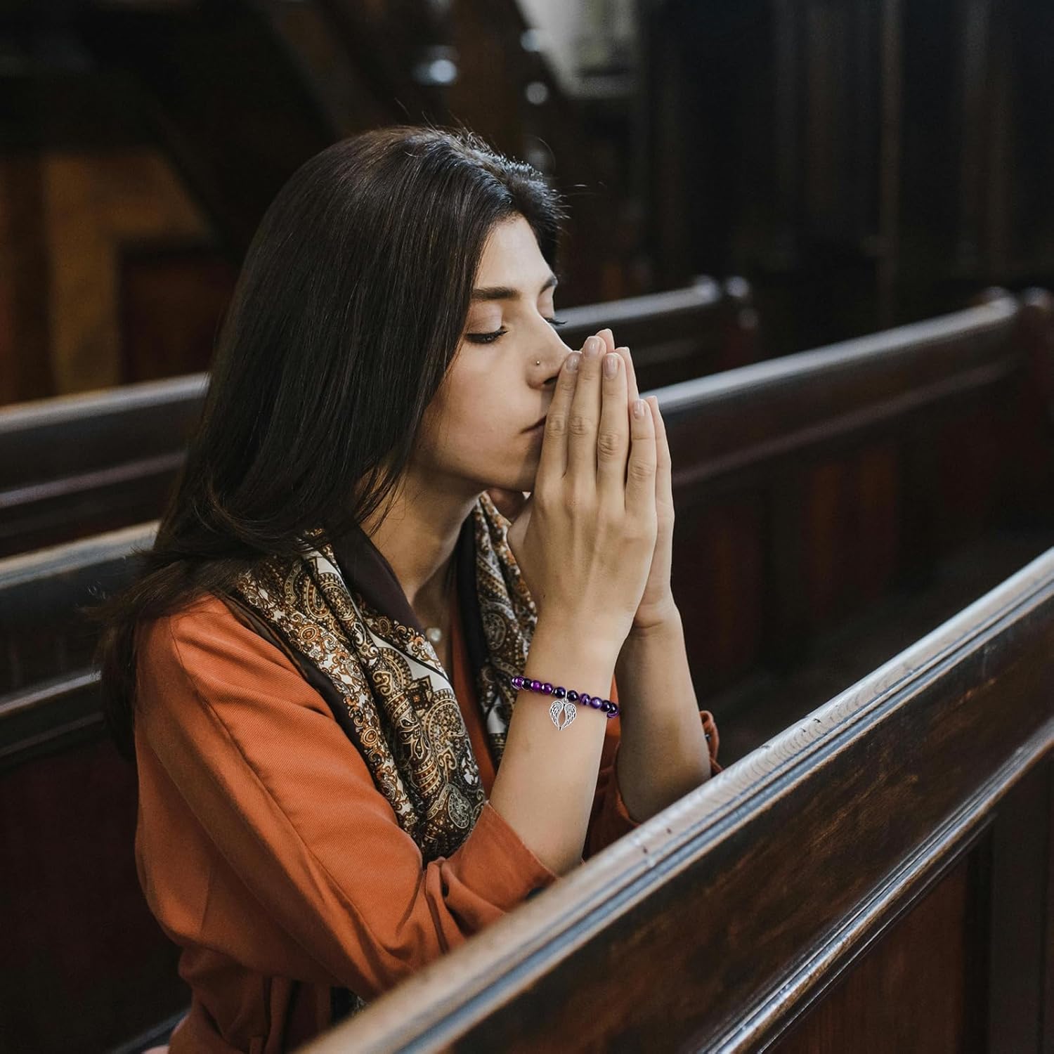 Sympathy Gifts for Loss of Loved one Memorial Healing Remembrance Condolence Grief Present for Women Pink Beads Bracelet With Angel Wings - Image 2