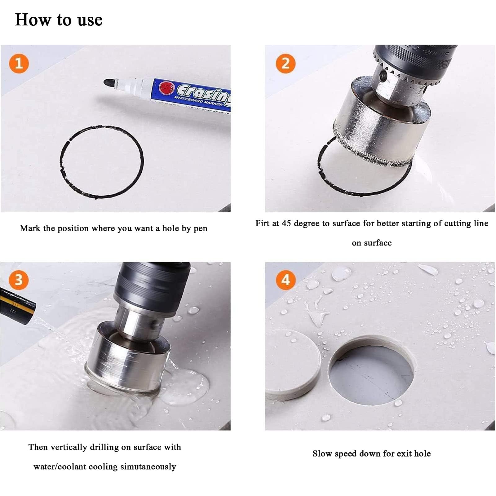 TOP-VIGOR 115mm Diamond Drill Bit Hole Saw, Hollow Core Drill Bit Hole Saw Tools - Image 4