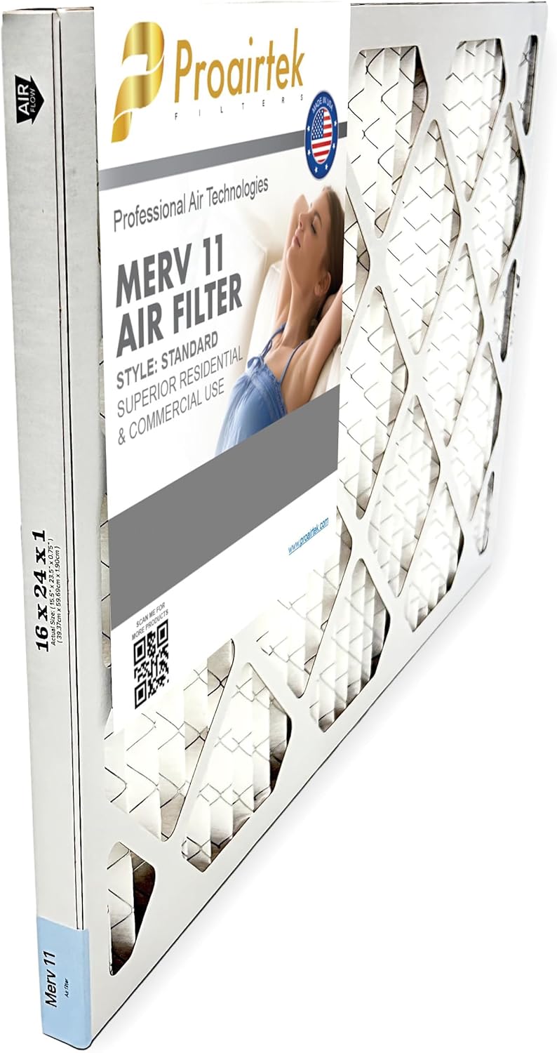 Proairtek AF16241M11SWH Model 16x24x1 Pack of 4 Air Filters, MERV 11; Ideal for Anyone Wanting Clean, Crisp Air in Their Home