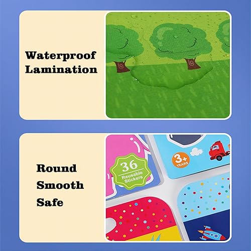 Miniatura 7 de Libro de calcomanías reutilizables para niños, calcomanías de dinosaurios, libro ocupado para niños pequeños de 1 a 3 años, juguetes de viaje para