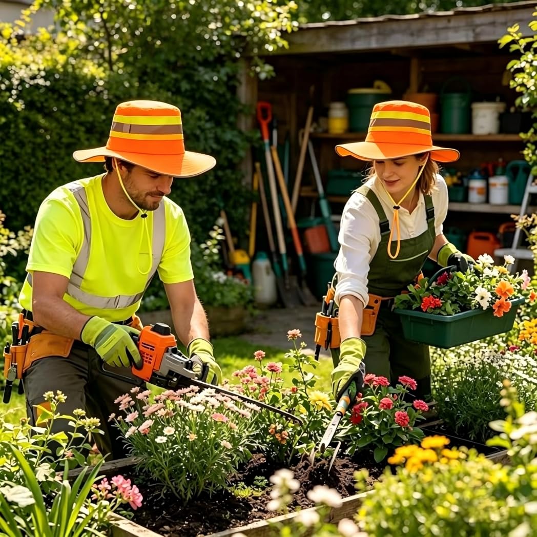 Chapeau de Soleil Haute Visibilité Chapeaux de Pêcheur Réfléchissant Chapeau d'alpinisme Randonnée Extérieur Protection UV Casquette Visière Large Bord Casquette Boonie de Travail pour Homme Femme