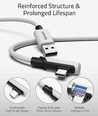 Syntech Link Cable 5m, USB 3.0 to USB Cable for Meta Quest 3/3S/2, Pico 4 | USB 3.0 High Speed with up to 5Gbps Data Transfer for PCVR and SteamVR Gaming, Reinforced L-Shaped USB-C Connector