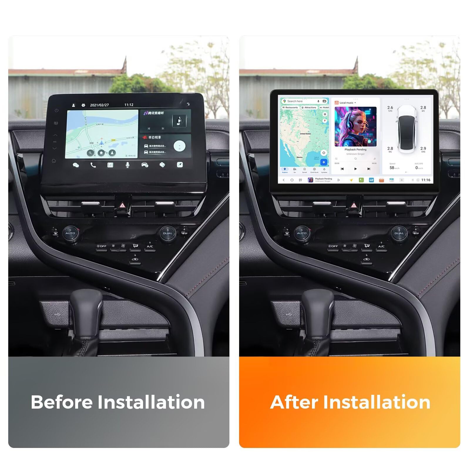 MekedeTech DUDUAUTO DUDU7 Dash Kit for Toyota Camry 2020 2021 2022 2023,12.8 inch 2K Touch Screen Car Stereo 12G RAM 256G ROM