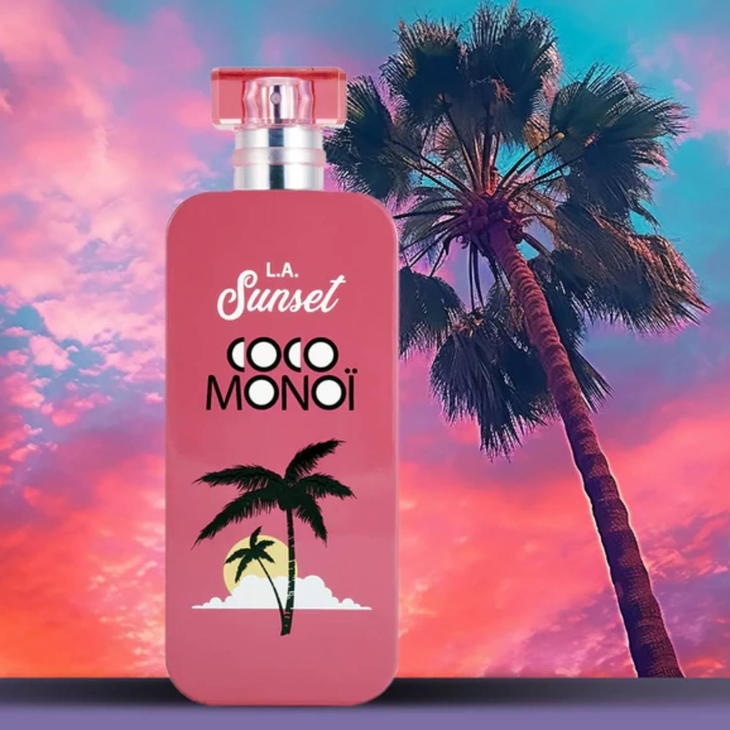 L.A Sunset Profumo Donna Eau de Toilette 100 ml – Spray Floreale Tropicale, Note di Cocco e Monoi, Fragranza Estiva Leggera, Con Olio Multifunzione in Omaggio, Formato Viaggio 30 Ml