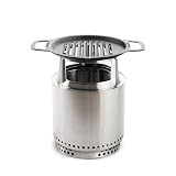 Solo Stove Ranger Cast Iron Grill Cooking Bundle 2.0 | Incl. Portable Smokeless Fire Pit, Stand, Grill & Hub, Wood Burning, Removable Ash Pan, Stainless Steel/Cast Iron, H: 22in xDia: 14.25in, 31.1lbs