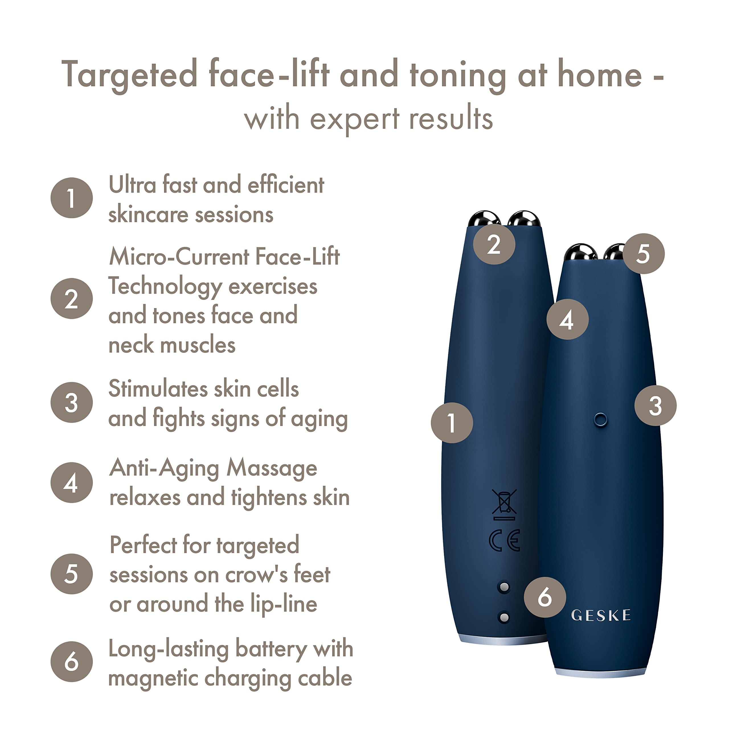 GESKE SmartAppGuided™ MicroCurrent Face-Lift Pen, Midnight - Image 2