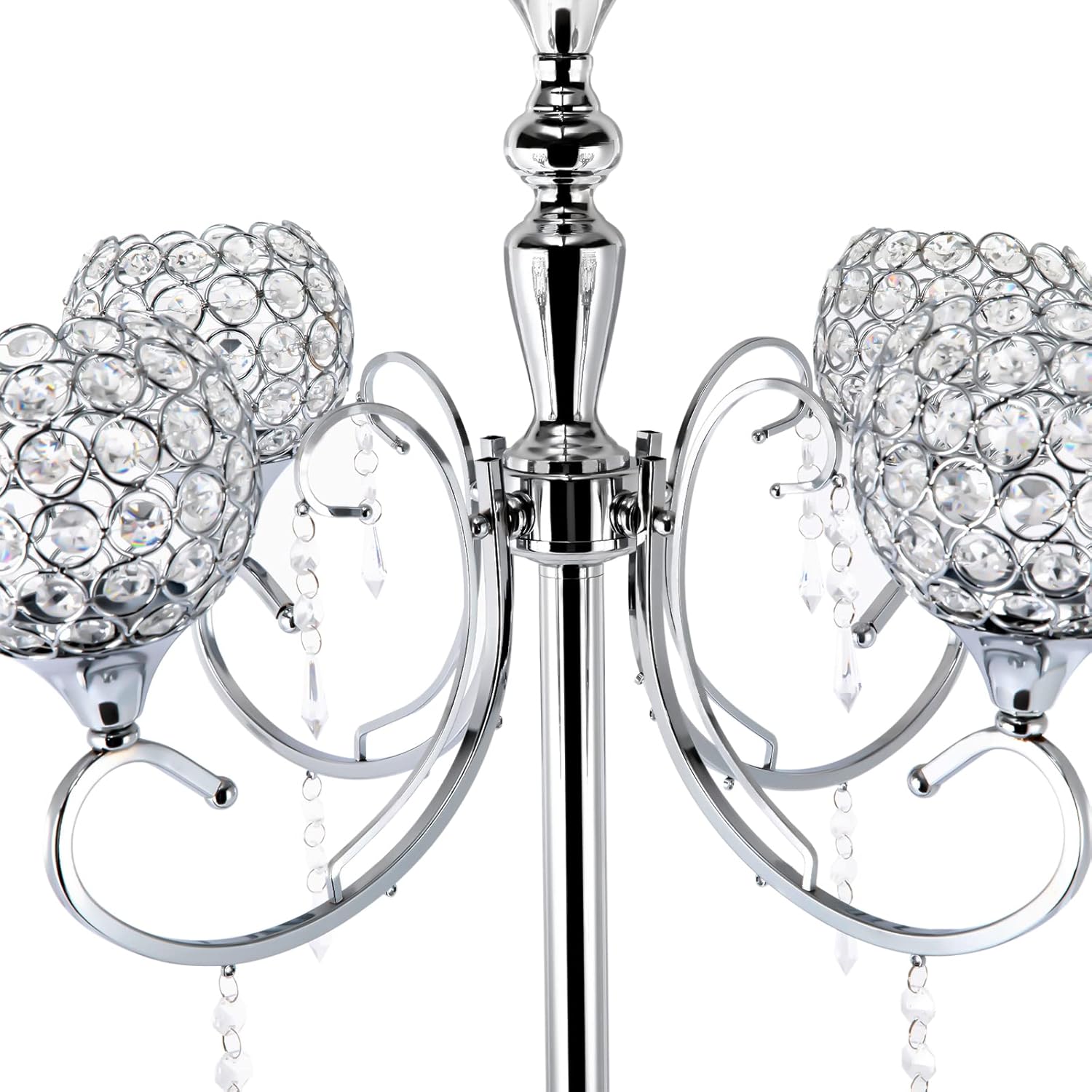 5 Arms Crystal Bowl Candle Holder Gold Candelabra Candle Holder 49Inch Tall Tea Light Candelabra Candle Centerpieces for Living Room Wedding Dinner Party Decorations