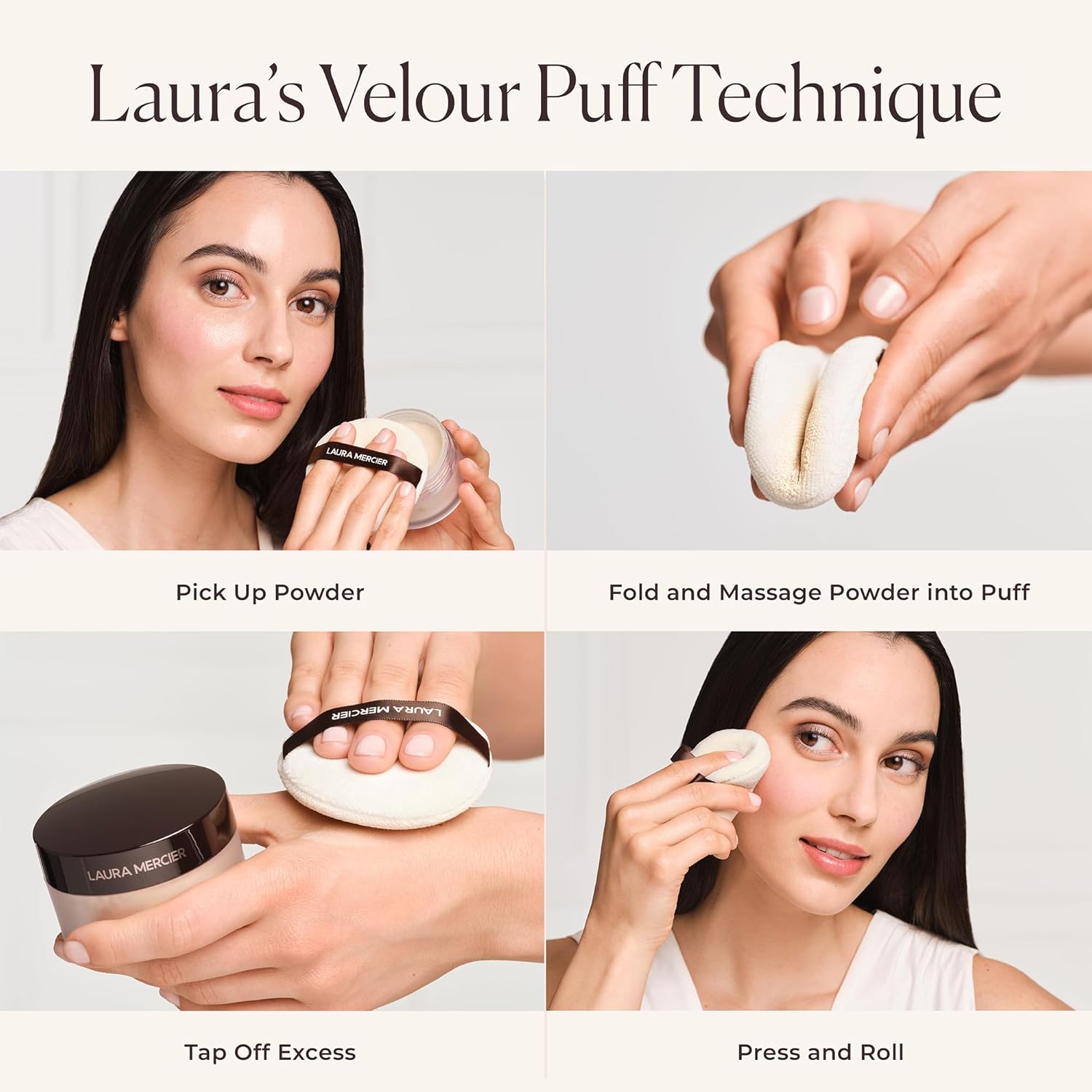 Laura Mercier Velour Puff, Perfect for Translucent Loose Setting Powder, Use to Set Makeup, Designed for Expert Application, 100% Cotton - Image 2